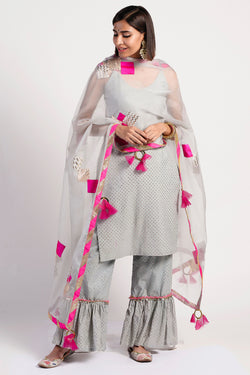 Pastle Grey Kurta Set