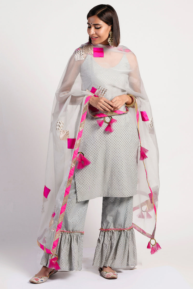 Pastle Grey Kurta Set