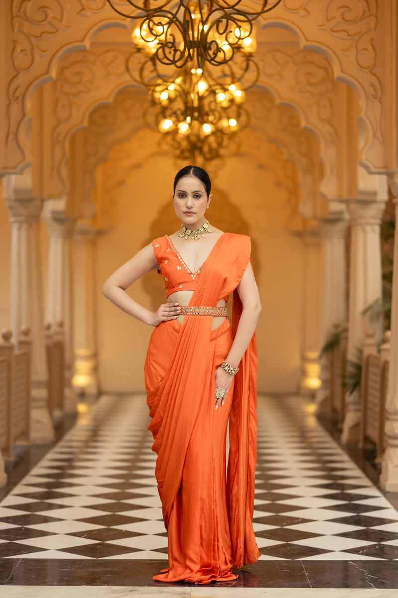 Rust Saree