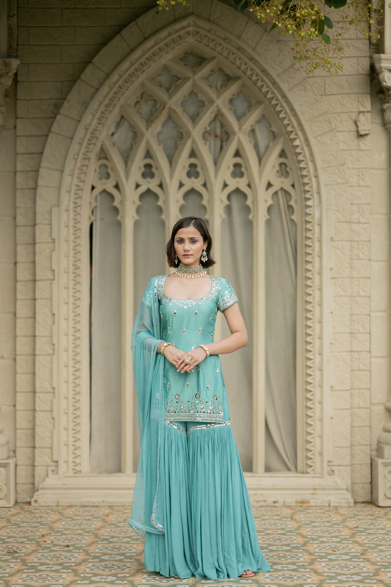 Discover 187+ blue sharara dress