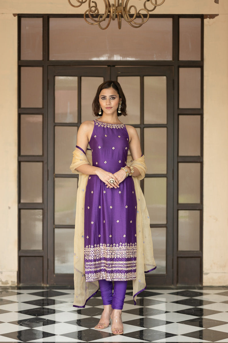 Purple Chudidar Set