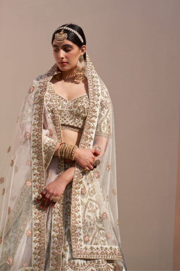 Ivory Double Dupatta Lehenga Set