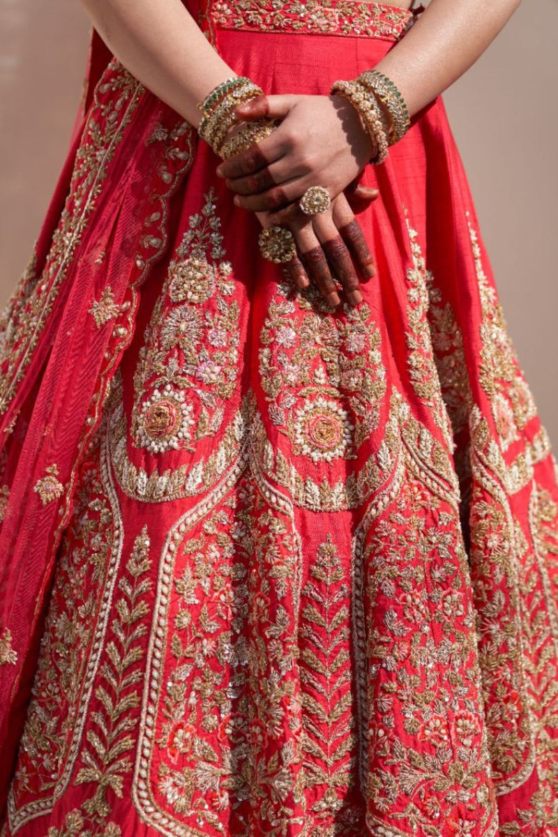 Red Double Dupatta Lehenga Set