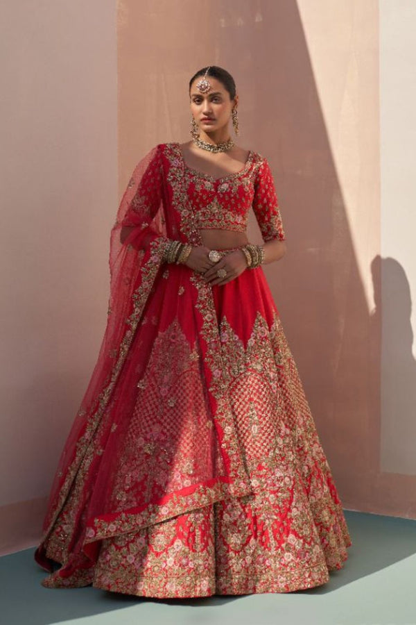 Red Double Dupatta Lehenga Set