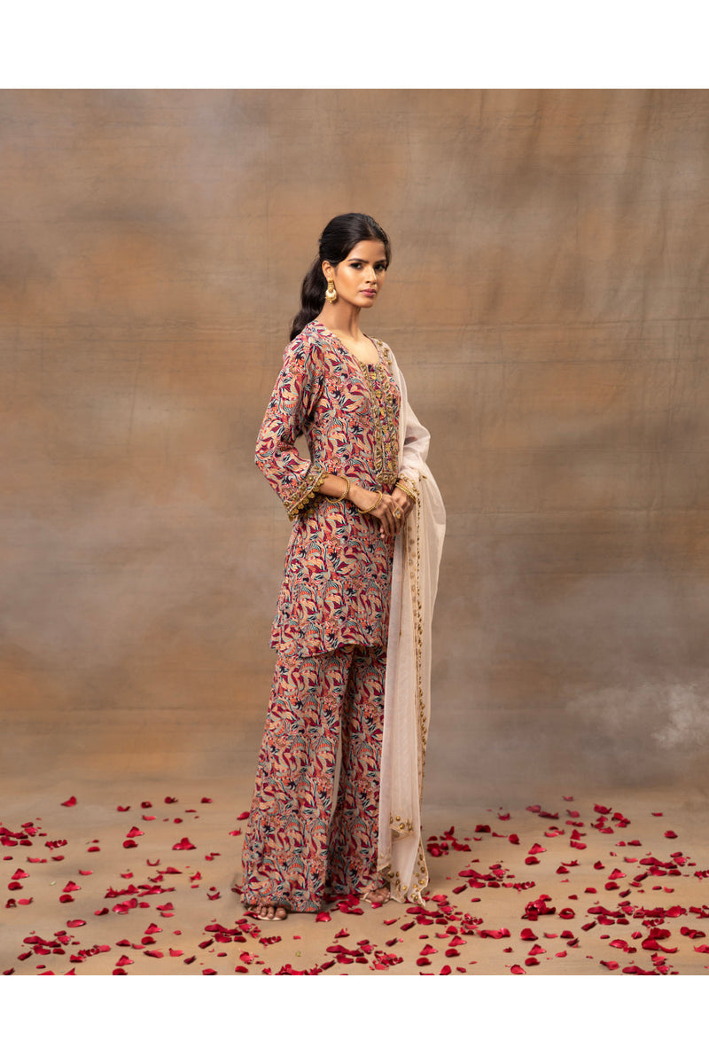 Ivory Printed Kurta Pants Dupatta Set