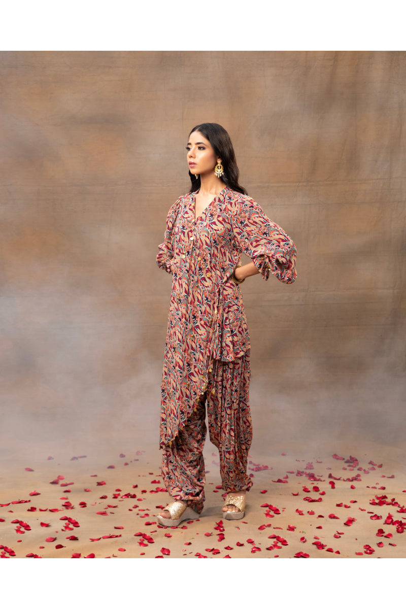 Ivory Printed Overlap Kurta And Patiala Pants Set