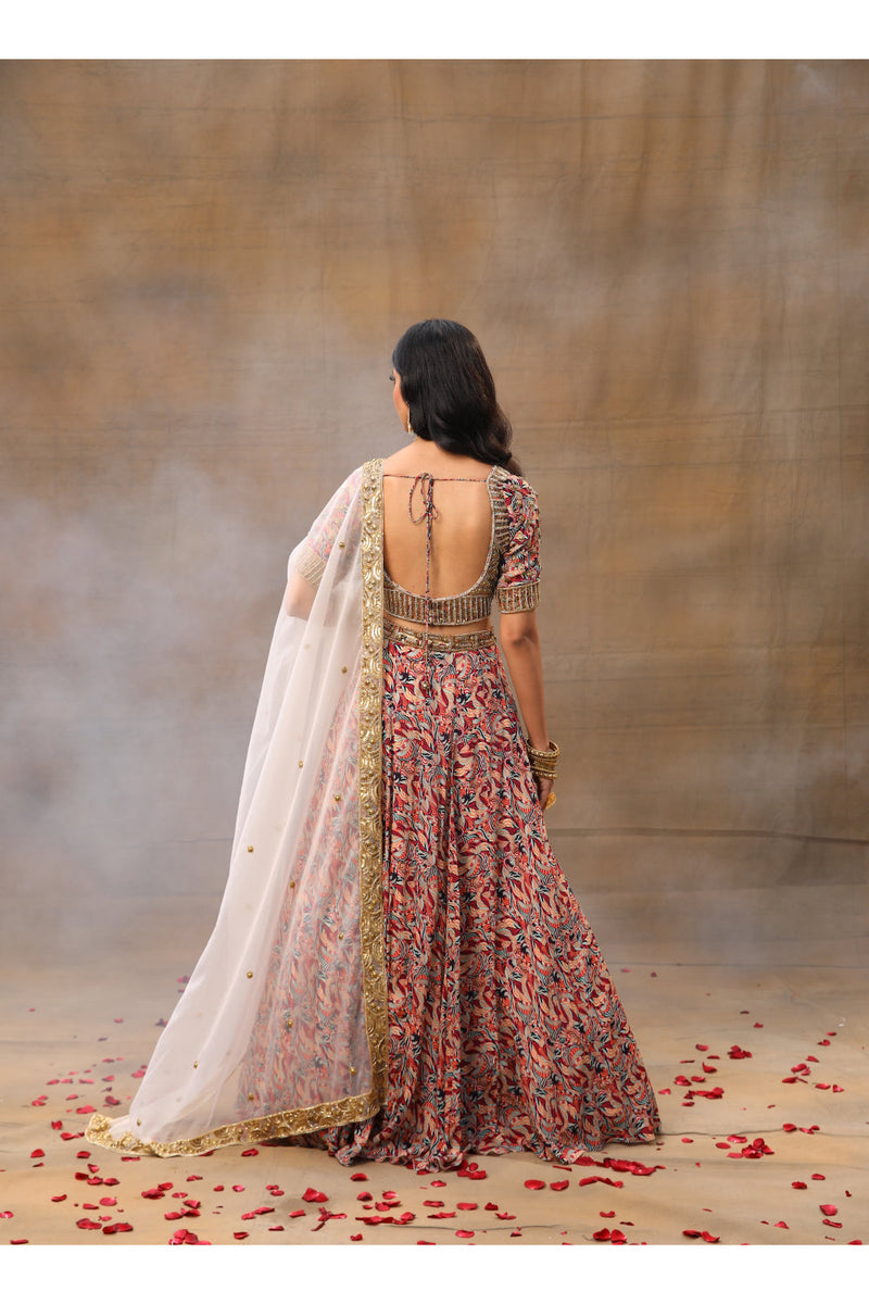 Ivory Printed Choli Lehenga And Dupatta Set