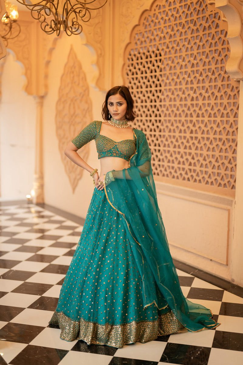 Teal Green Lehenga Set