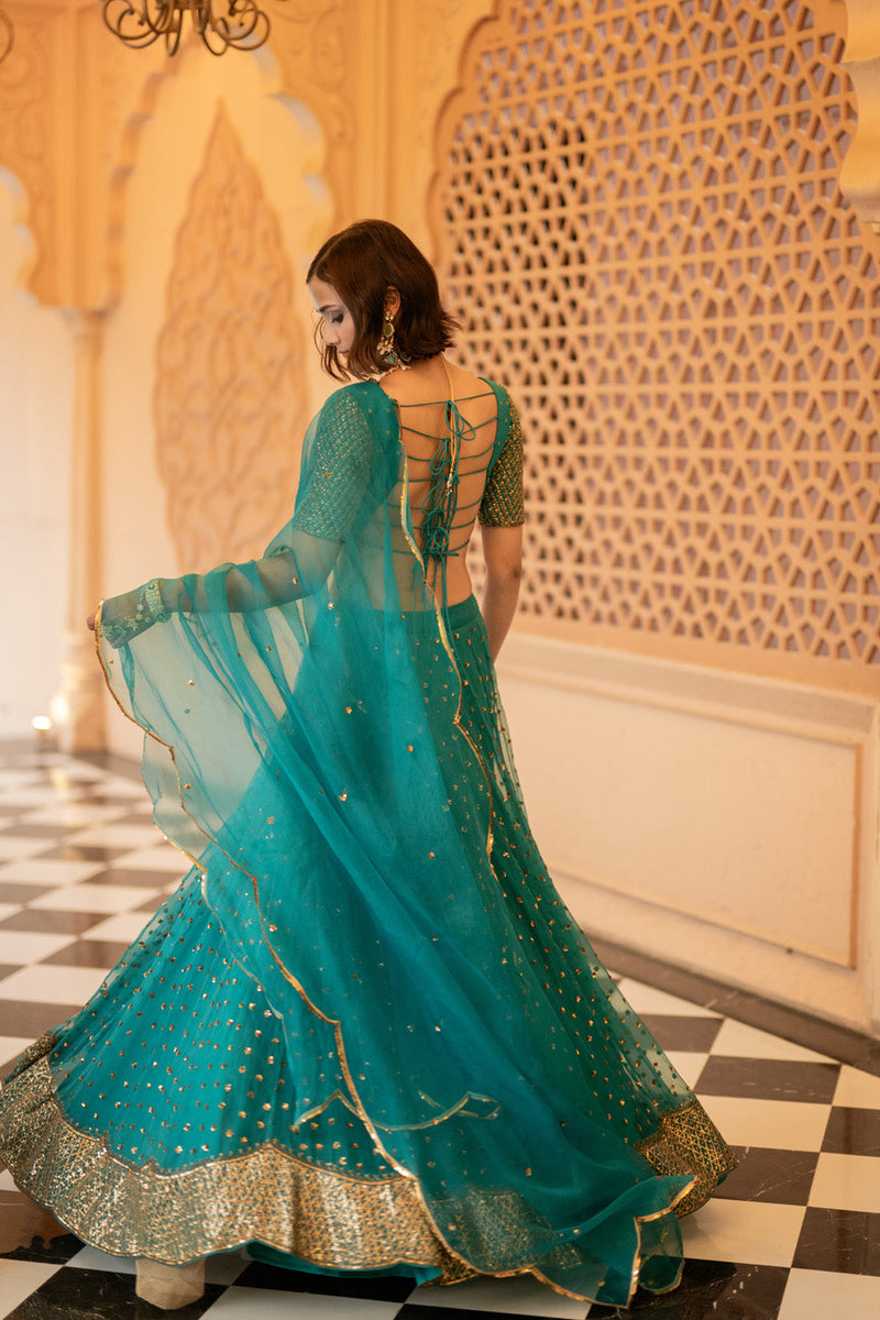 Teal Green Lehenga Set