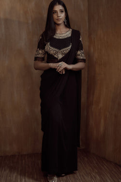 Black Drapped Saree