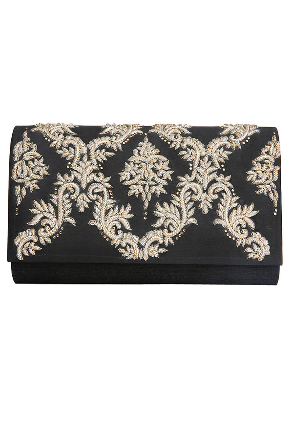 Black zardosi clutch