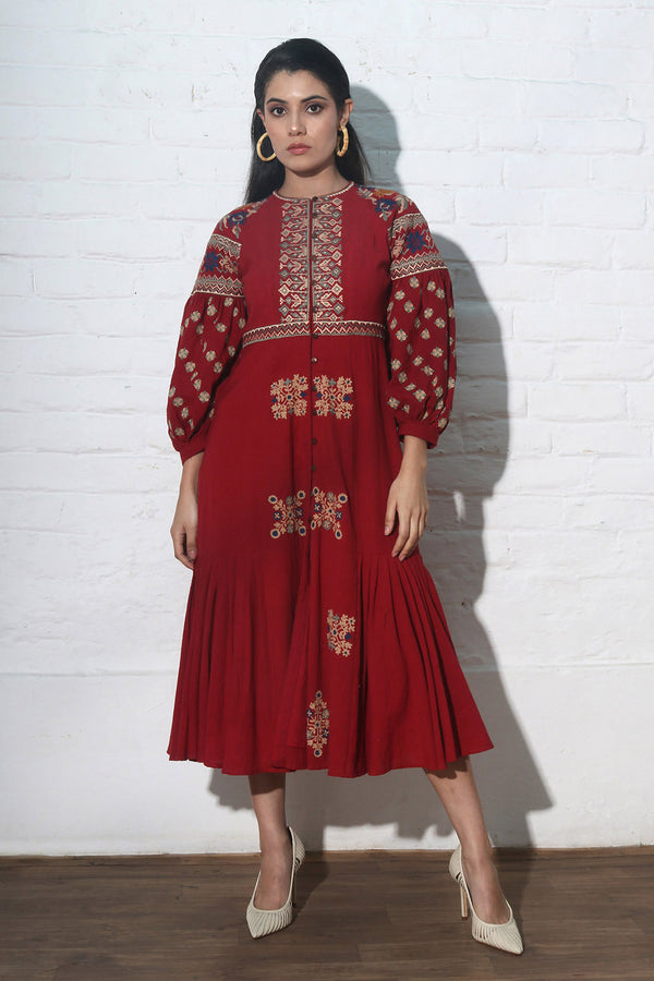 RED KALA COTTON DRESS