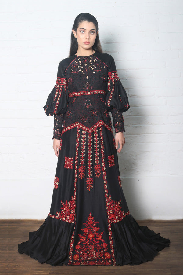 BLACK CUTWORK GOWN