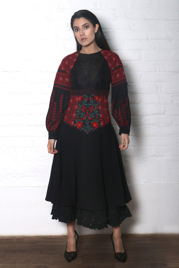 BLACK KALA COTTON  DRESS WITH CUTWORK