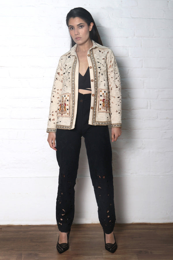 IVORY CUTWORK UTILITY JACKET