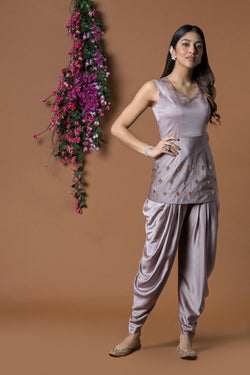 Coffee Short Kurta And Dhoti Pants