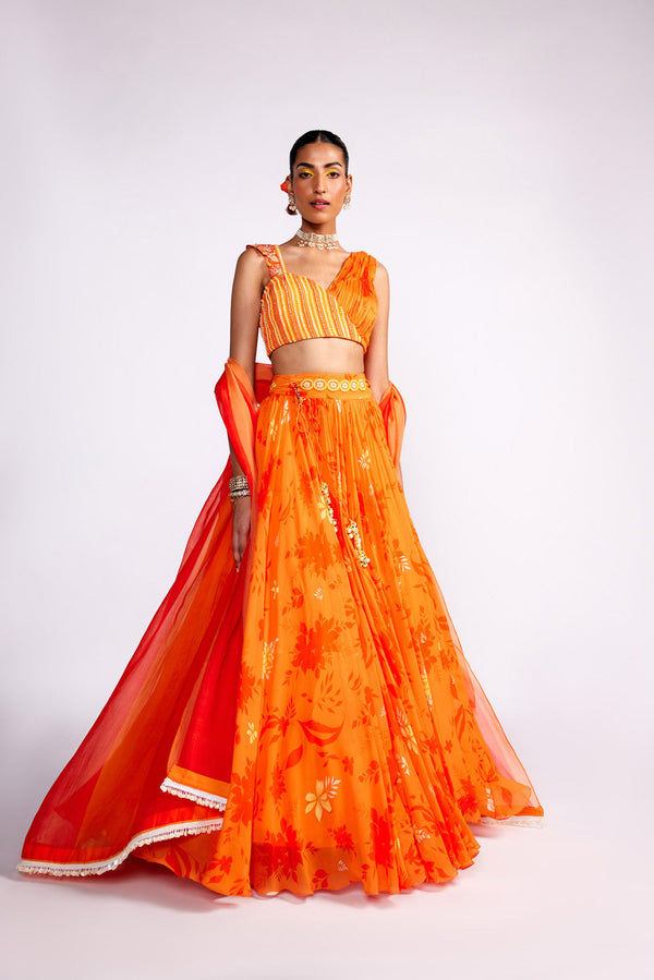 Tangerine Orange Lehenga Set