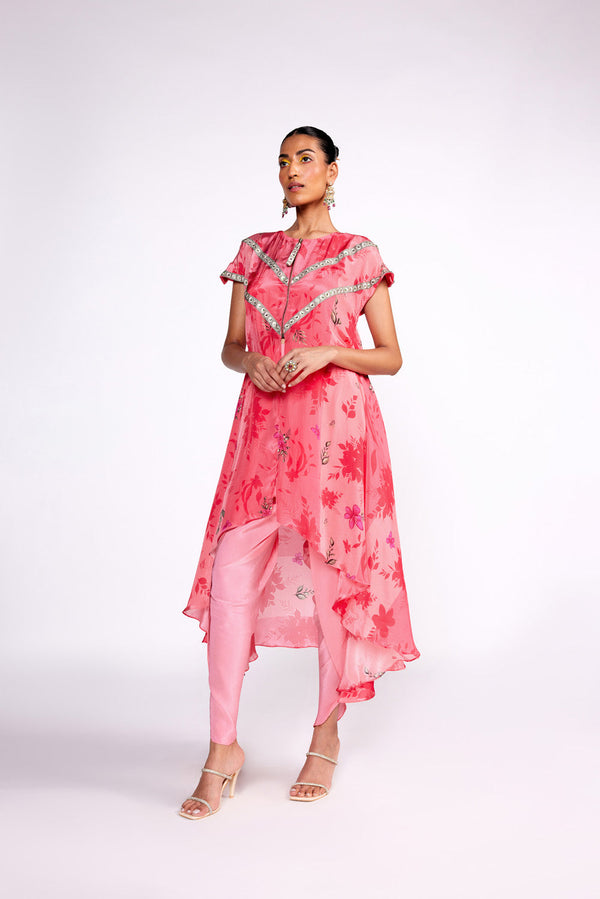 Pink Kaftan Kurta Set