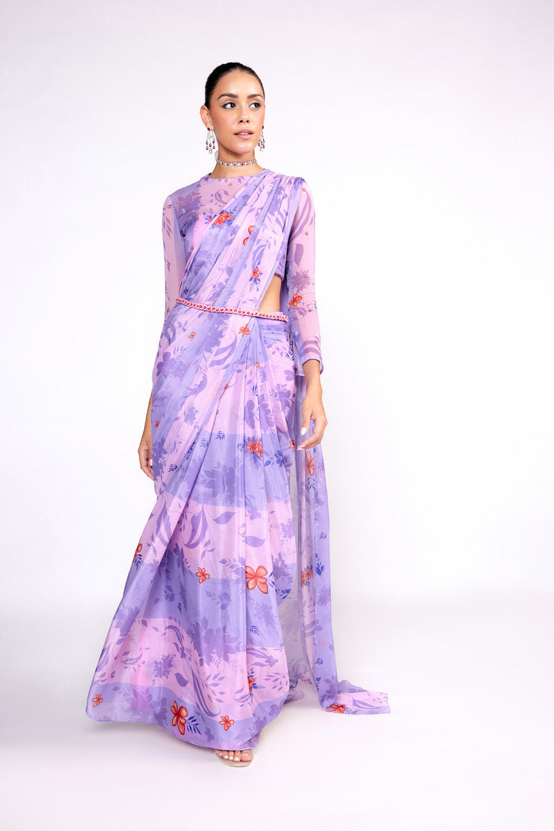 Lilac Drape Saree