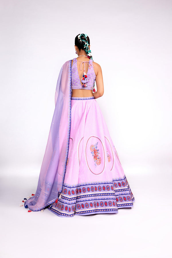 Lilac Embroidered Lehenga Set