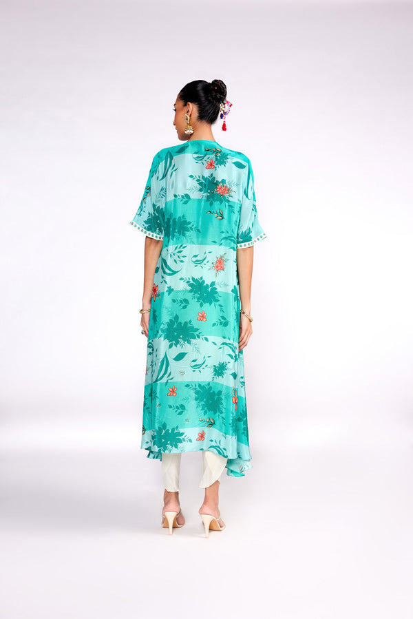 Aqua Green Kaftan Kurta Set