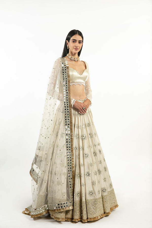 Ivory Embellished Lehenga Set