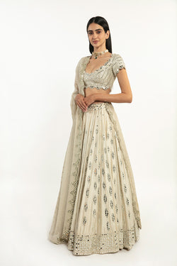 ivory embellished lehenga set