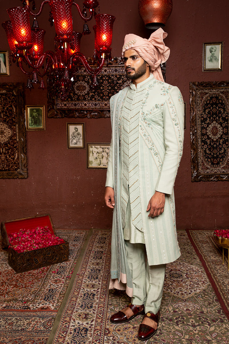 Duck Cyan Sherwani