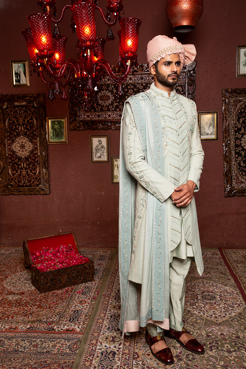 Duck Cyan Sherwani