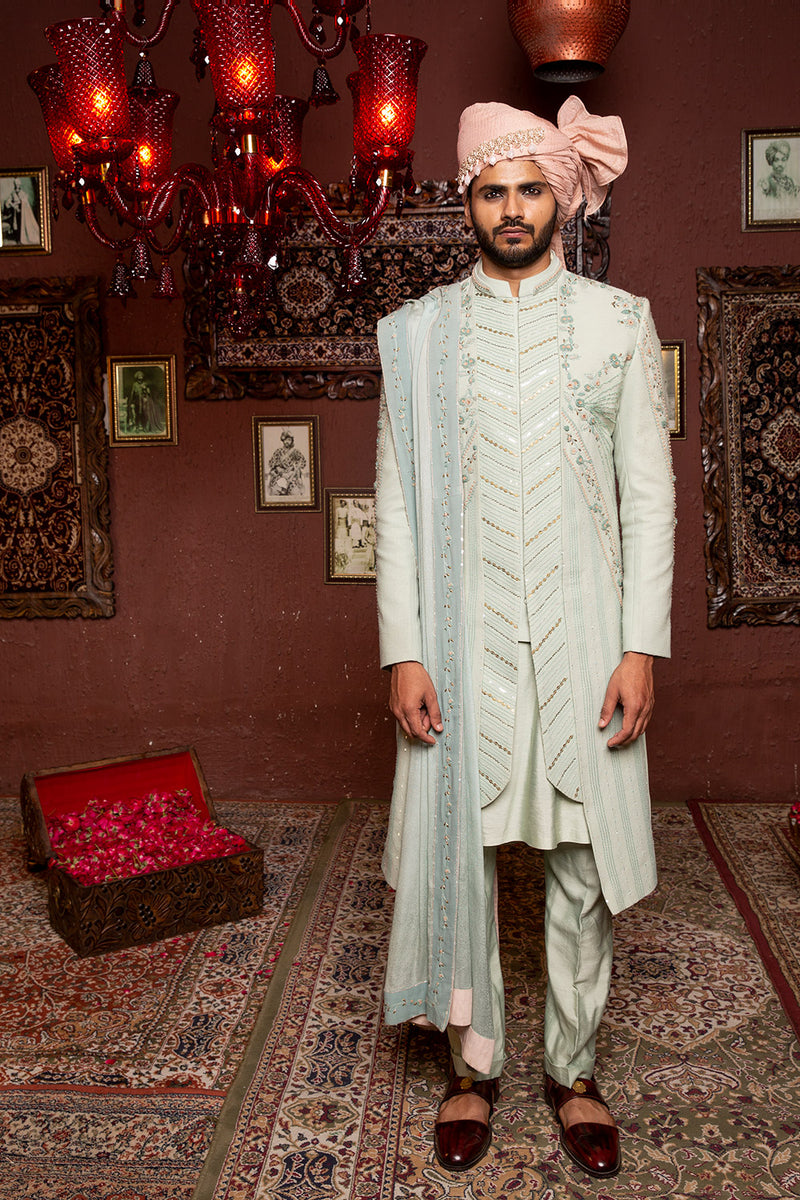 Duck Cyan Sherwani