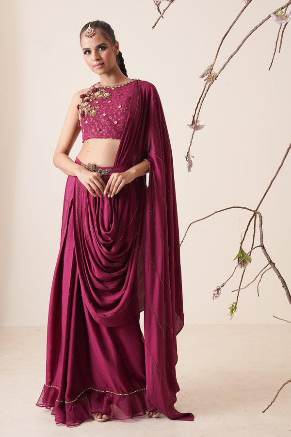 Wine Saree