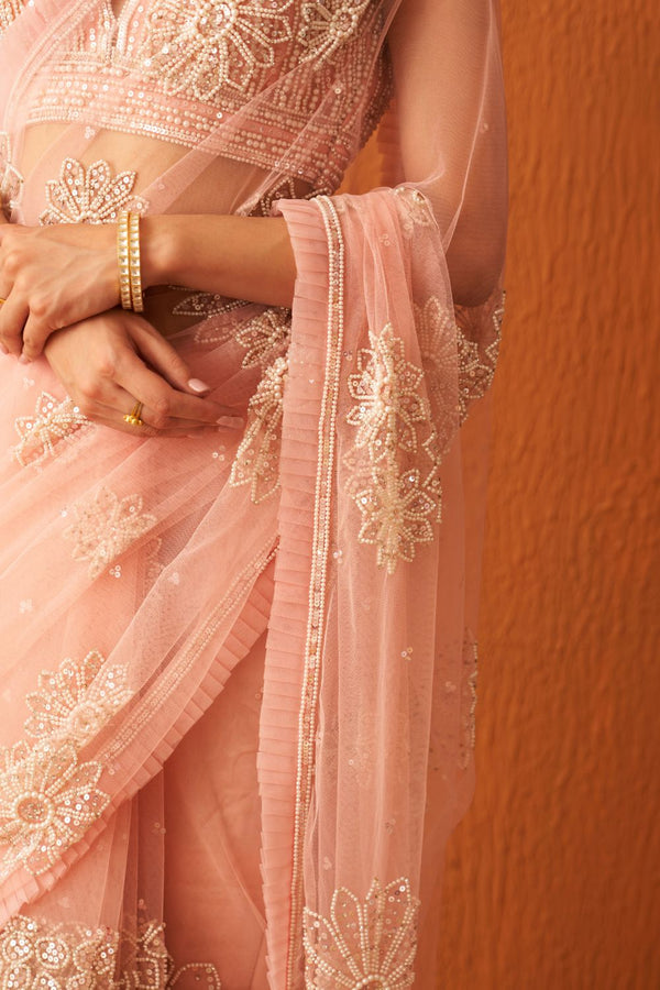 Blush Pink Net Saree