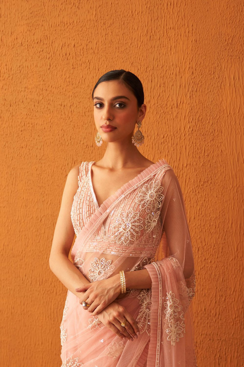 Blush Pink Net Saree
