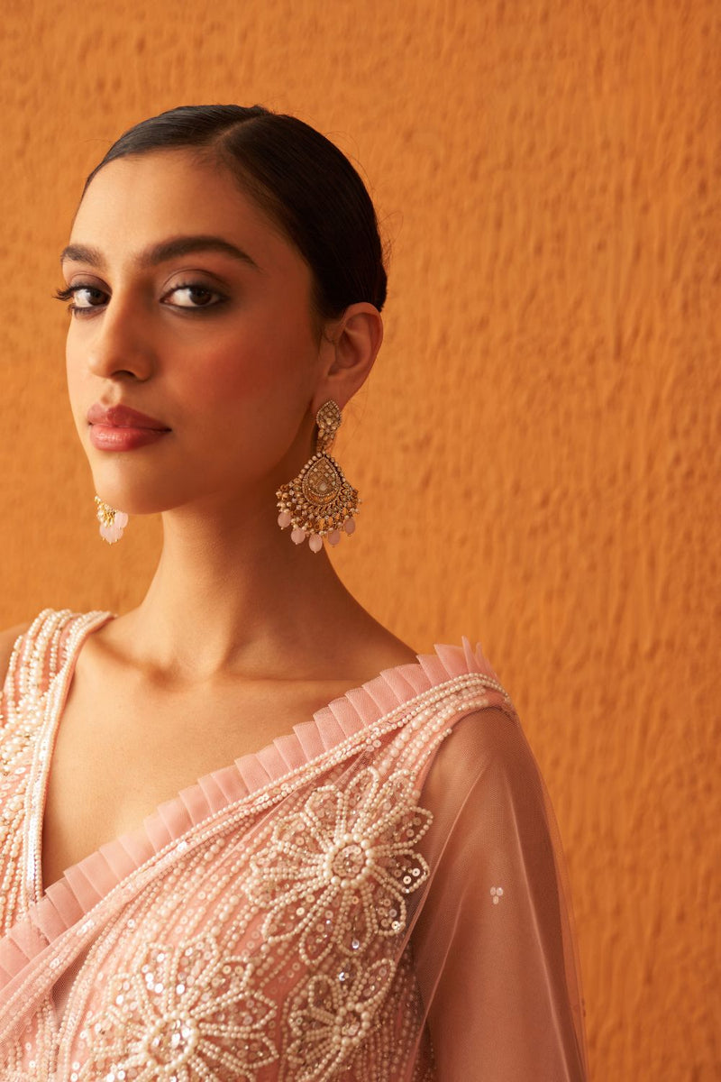 Blush Pink Net Saree