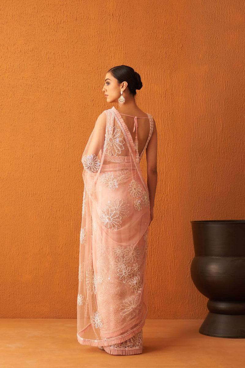 Blush Pink Net Saree