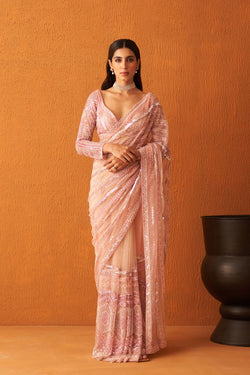 Rose Pink Net Saree