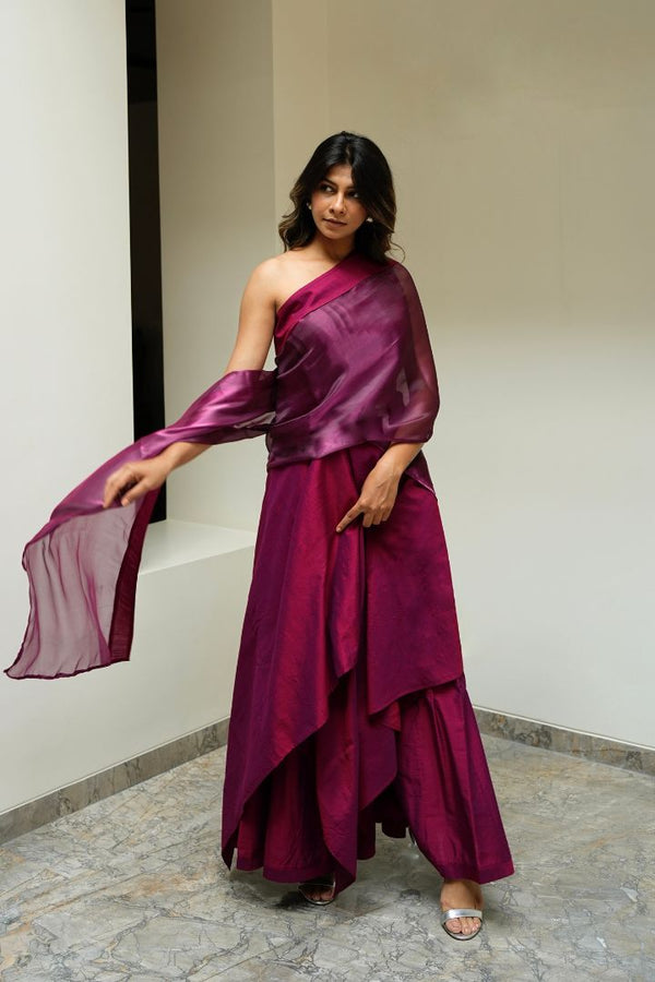Pansy Purple Saree Co-ord