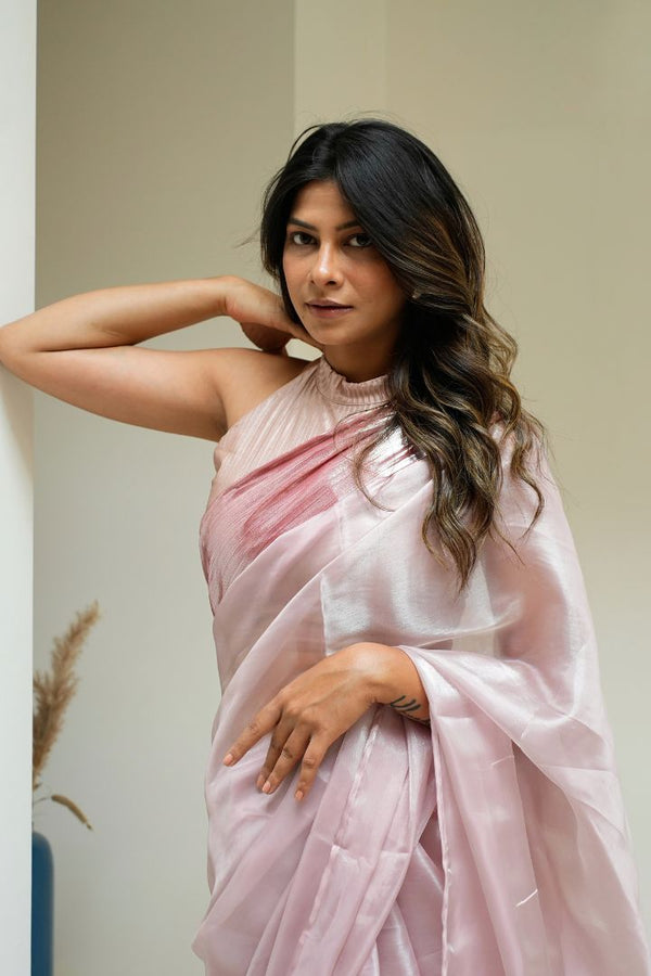 Metallic Mauve Saree