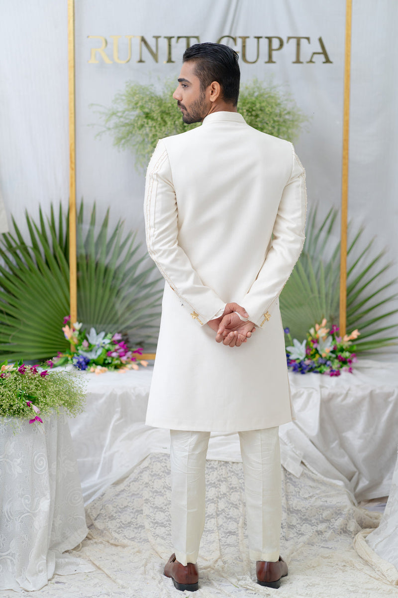 Amir Ivory Embroidered Sherwani Set