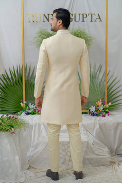 Kian Cream Embroidered Sherwani Set