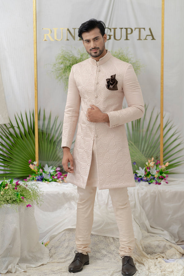 Navab Dusty Pinkquilted Sherwani Set