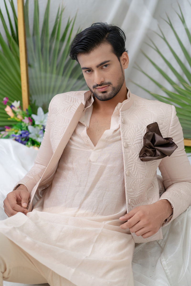 Navab Dusty Pinkquilted Sherwani Set