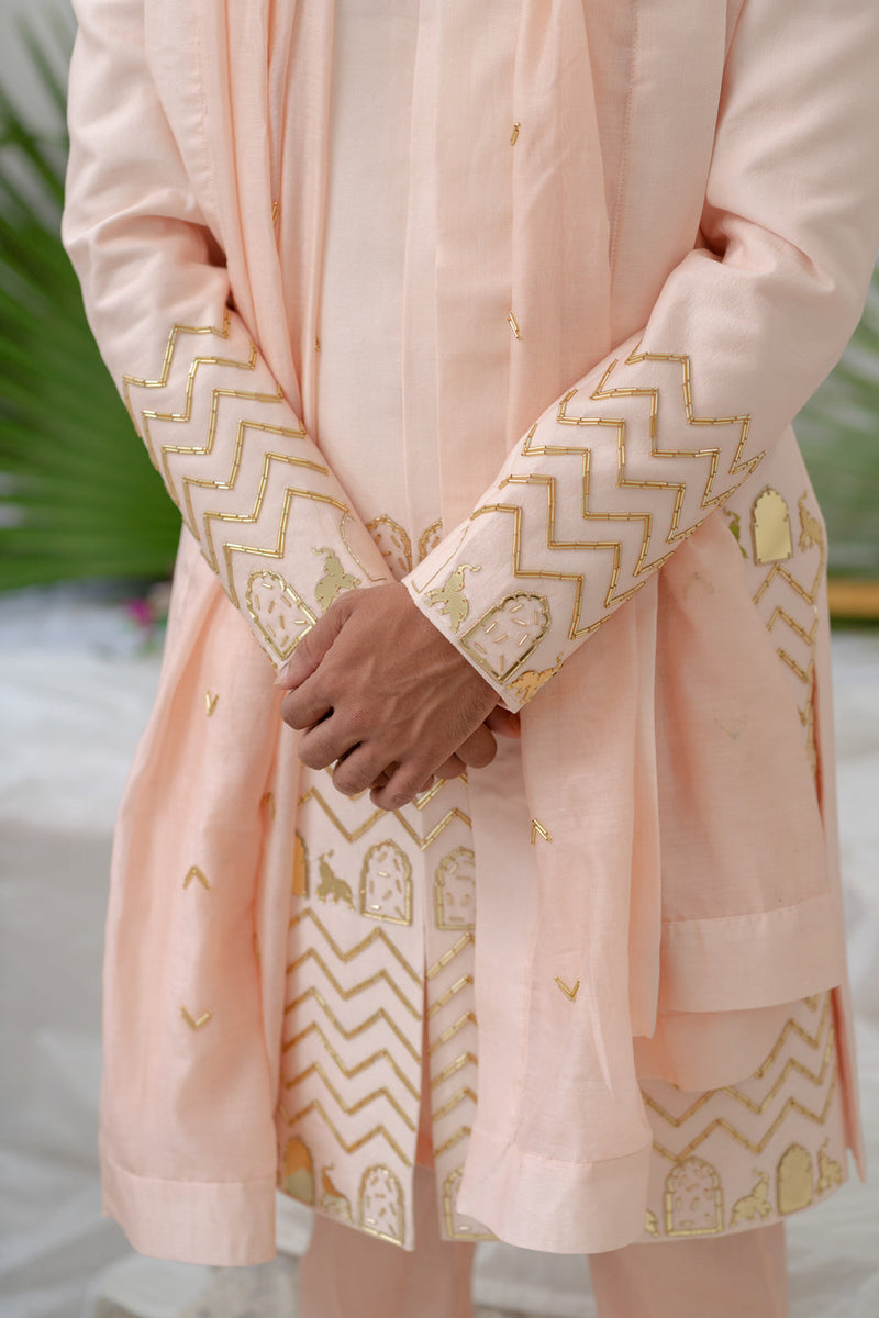 Zain Pink Embroidered Sherwani Set