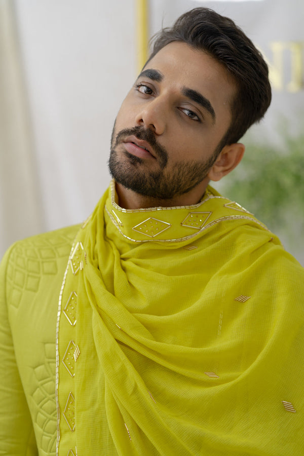 Yuvaan Fresh Green Embroidered Stole