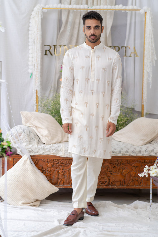 Ivory Cutpipe Embroidered Kurta Sets