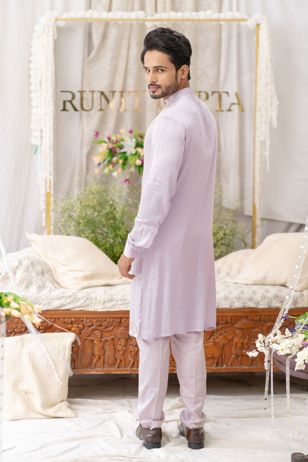 Lilac Cutpipe Embroidered Kurta Sets