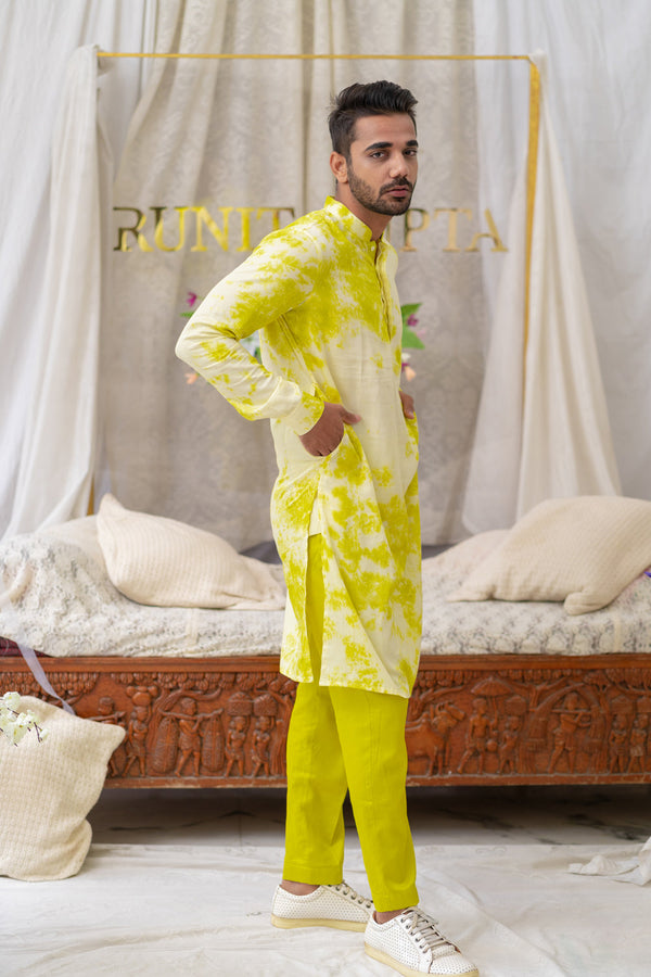 Tie And Dye Fresh Green Kurta Sets