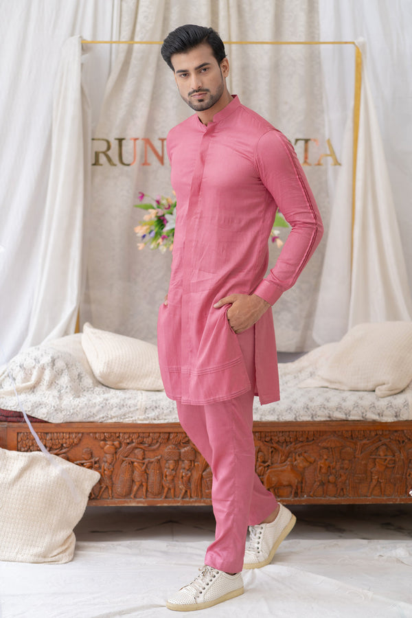 Onion Pinksolid Kurta Sets