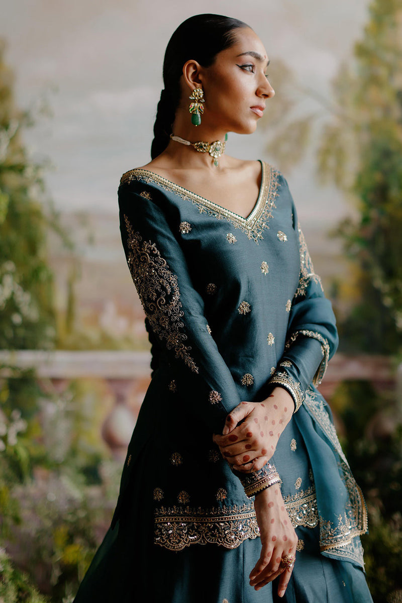 Dark Green Sharara Set