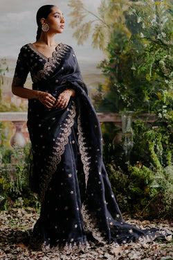 Black Organza Saree Set